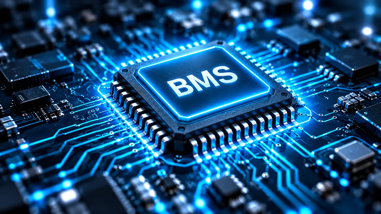 Illustration eines BMS-Chips auf einer Leiterplatte.